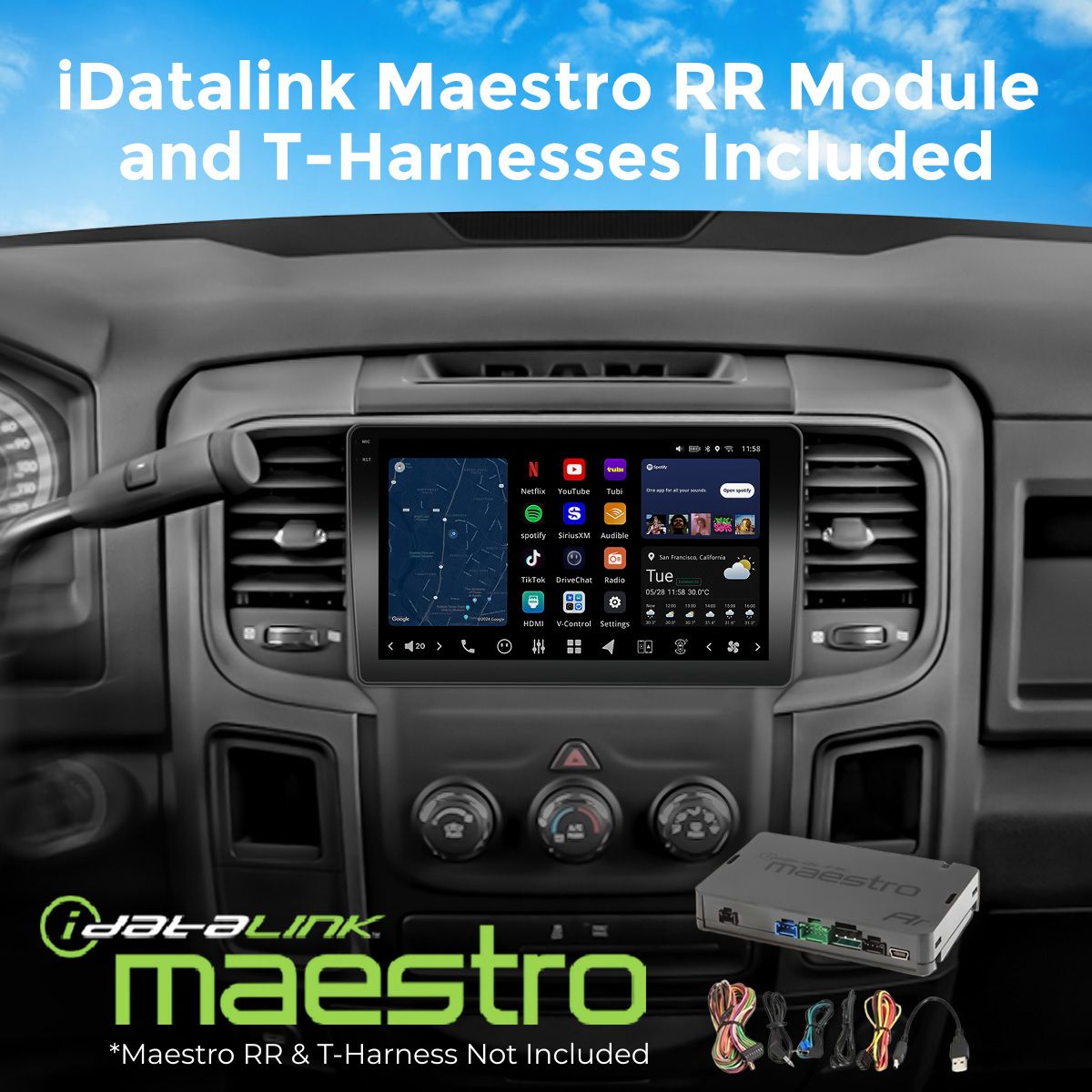 VISION 9” Custom-Fit Car Stereo for Dodge Ram Manual AC 2013-2018