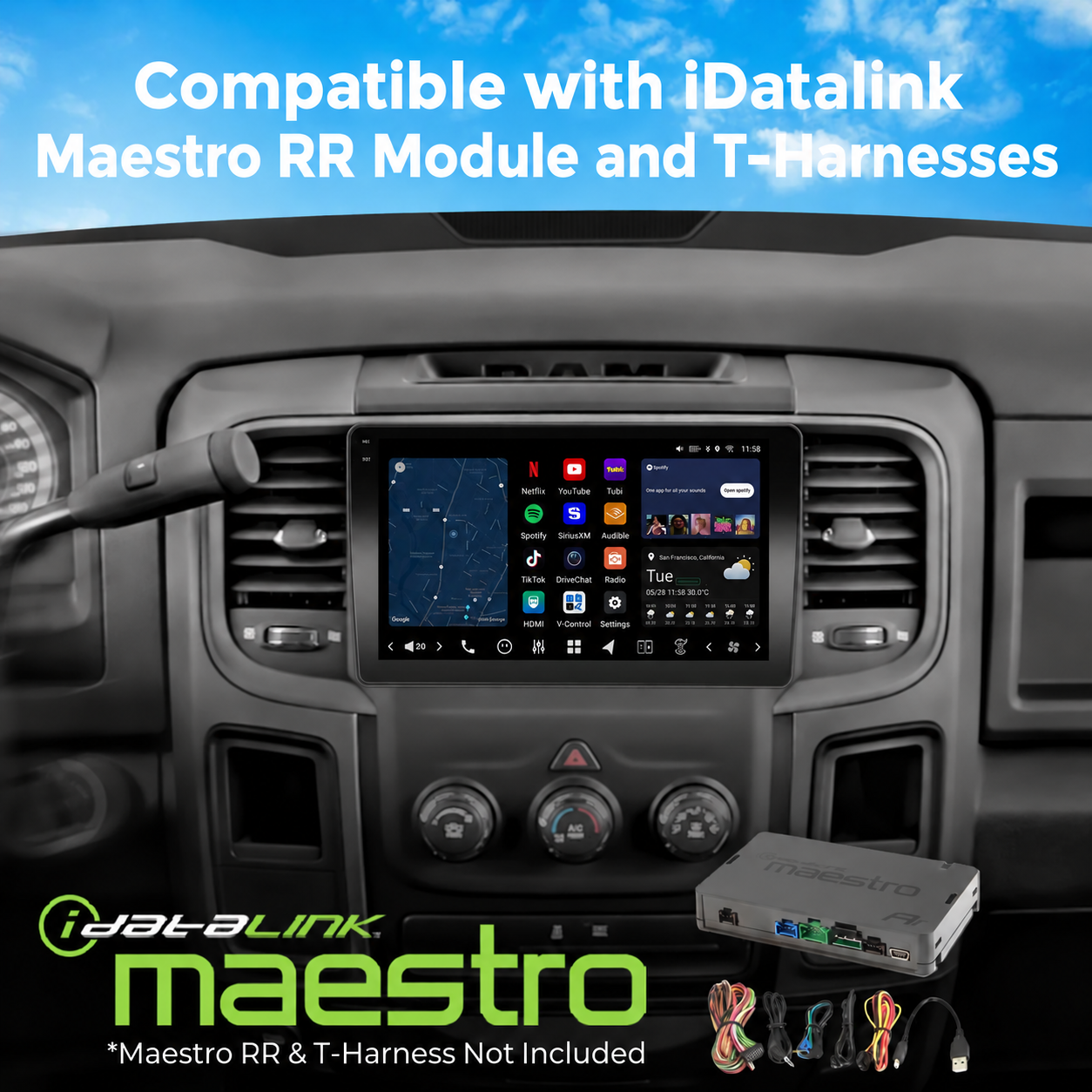 VISION 9” Custom-Fit Car Stereo for Dodge Ram Manual AC 2013-2018