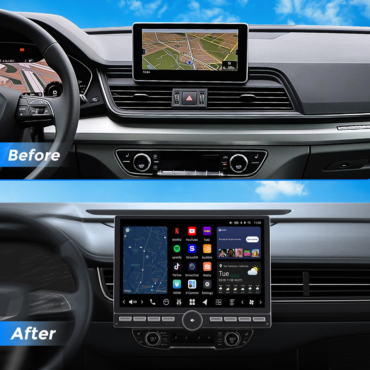 VISION 13” Single DIN Android Car Universal Radio – VINLAND