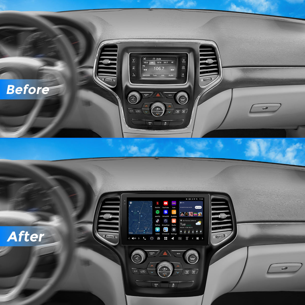 VISION 9” Custom-Fit Car Stereo for Jeep Grand Cherokee with 5