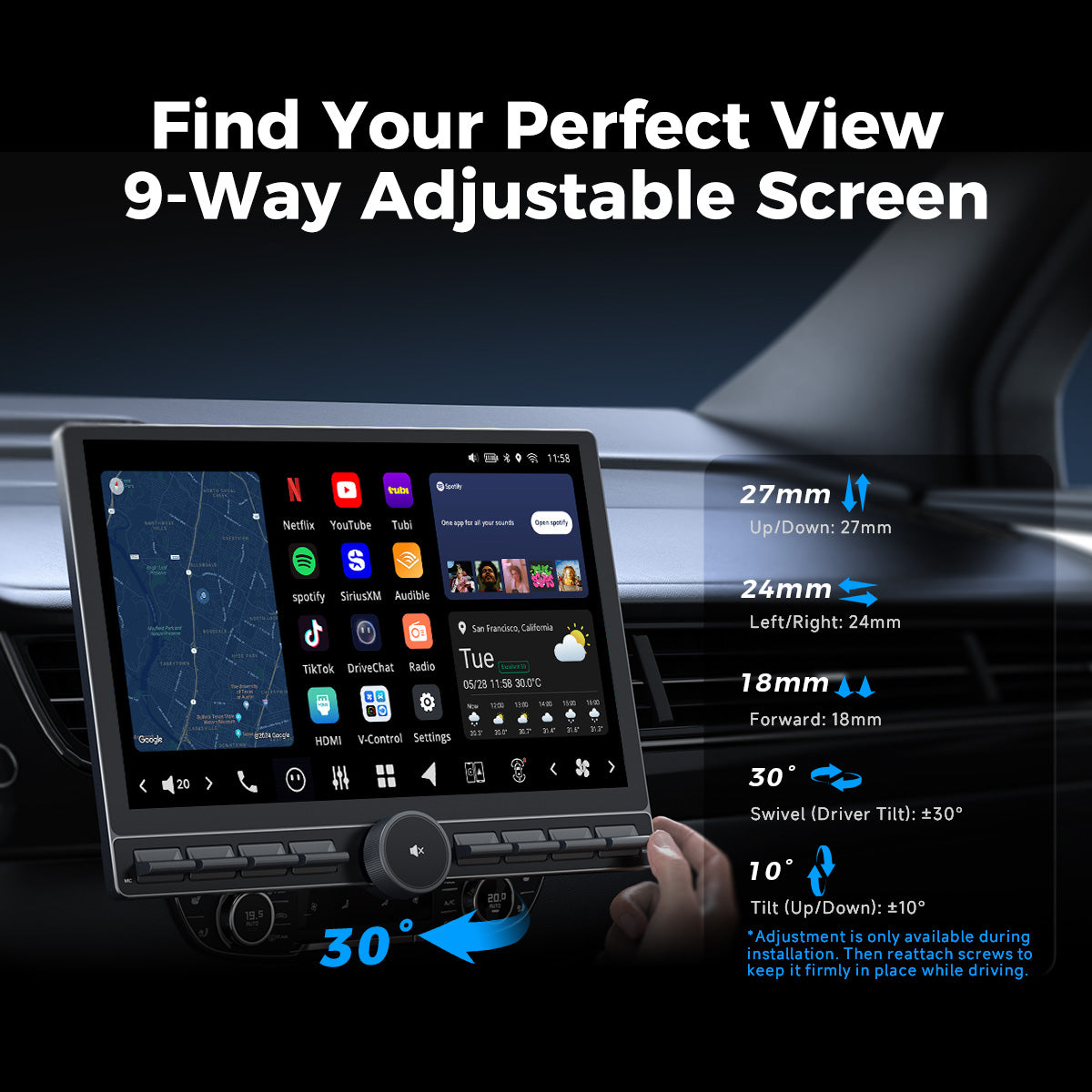 VISION 13” Single DIN Android Car Universal Radio – VINLAND