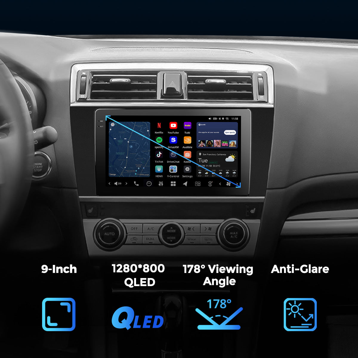 VISION 9” Custom-Fit Car Stereo for Subaru Outback 2015-2017 – VINLAND