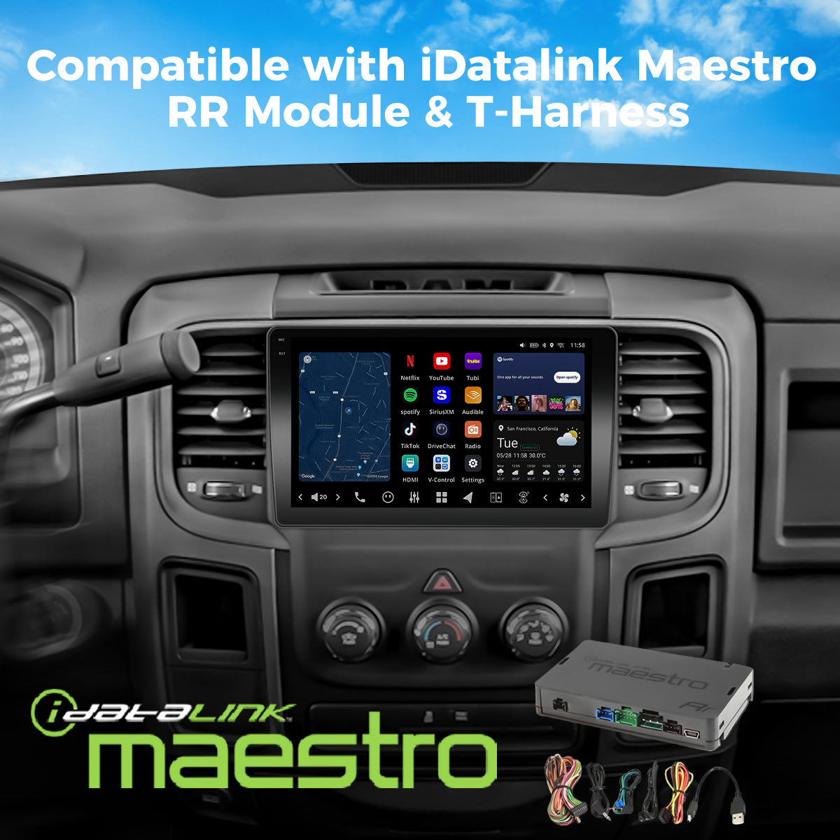 VISION 9” Custom-Fit Car Stereo for Dodge Ram Manual AC 2013-2018