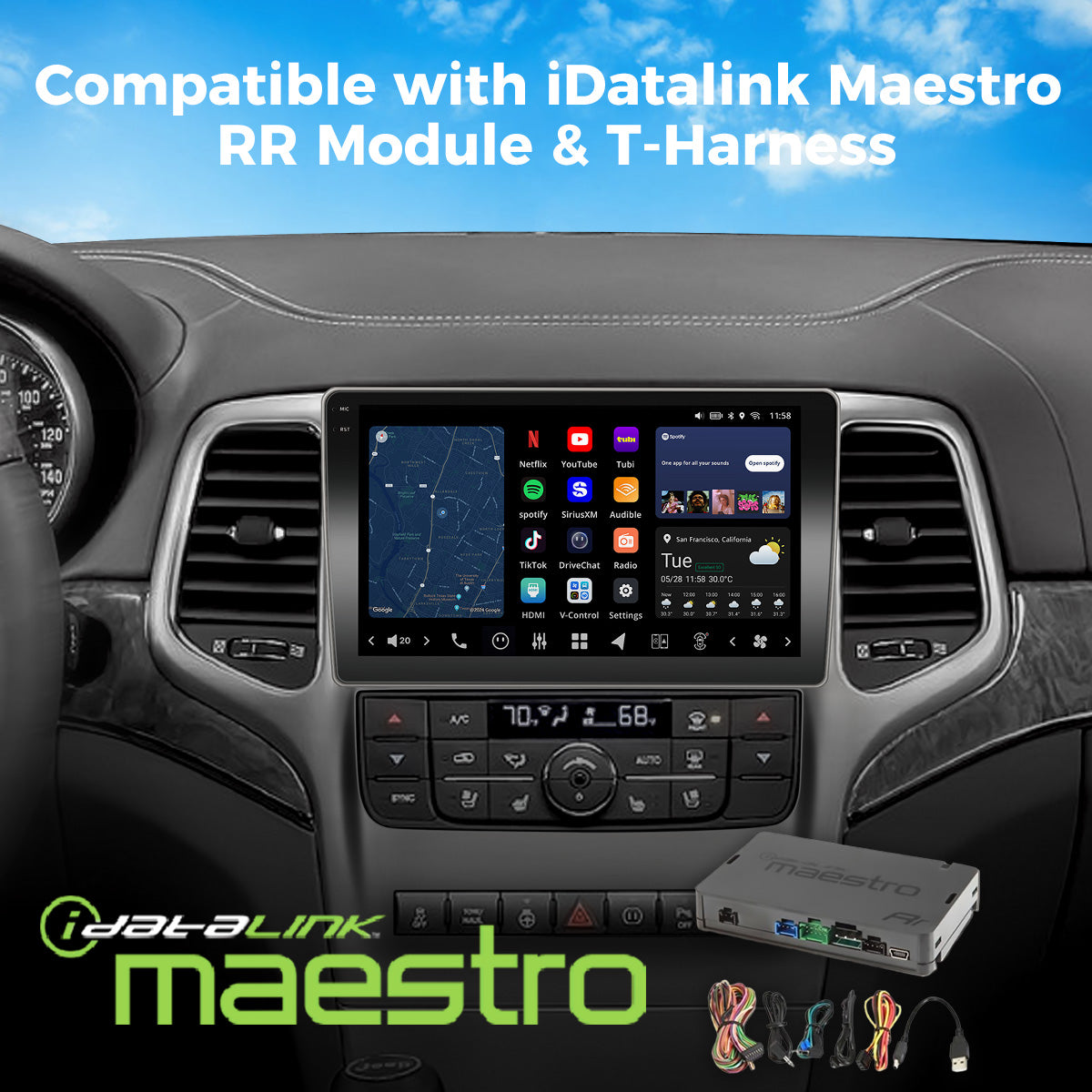 VISION 9” Custom-Fit Car Stereo for Jeep Grand Cherokee 2011-2013