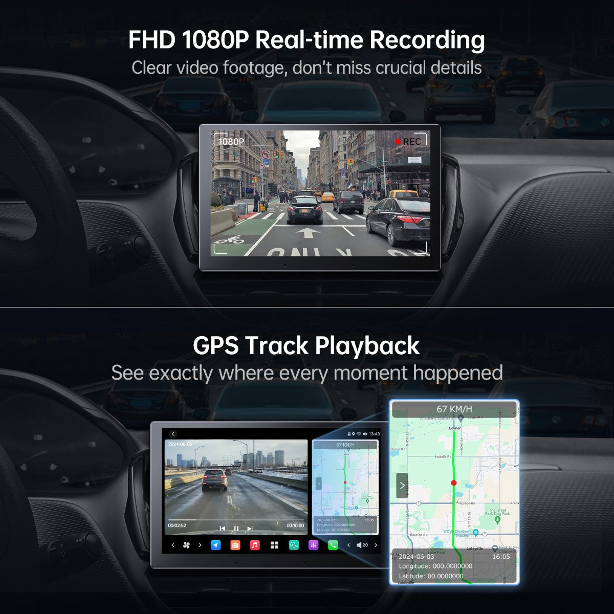 FHD 1080P On-Dash DVR Camera Real-Time Recording – VINLAND