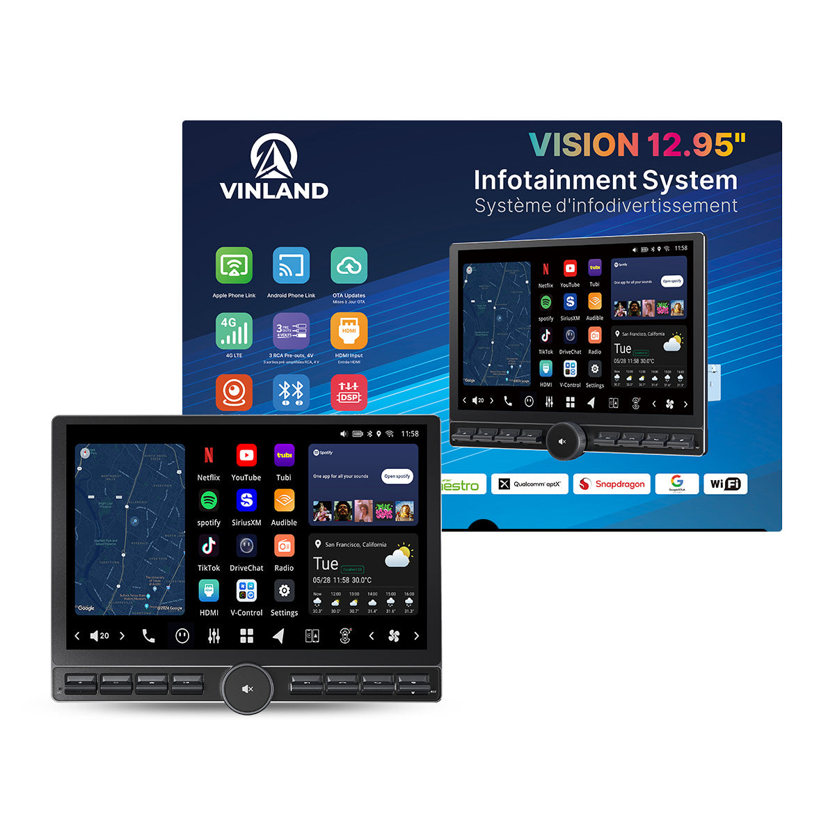 VISION 13” Single DIN Android Car Universal Radio – VINLAND