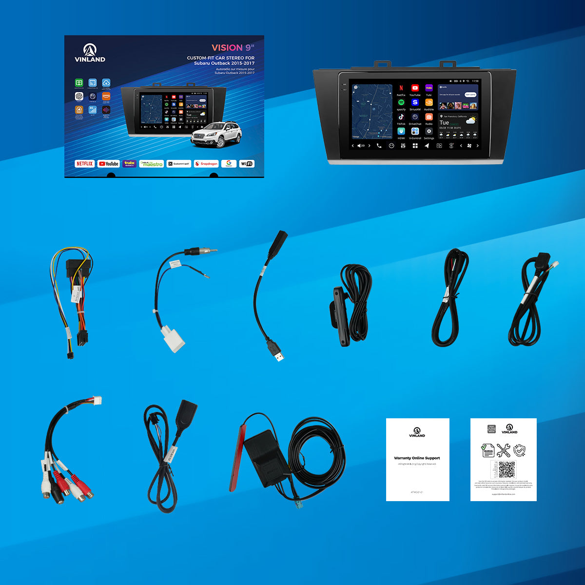 VISION 9” Custom-Fit Car Stereo for Subaru Outback 2015-2017 – VINLAND