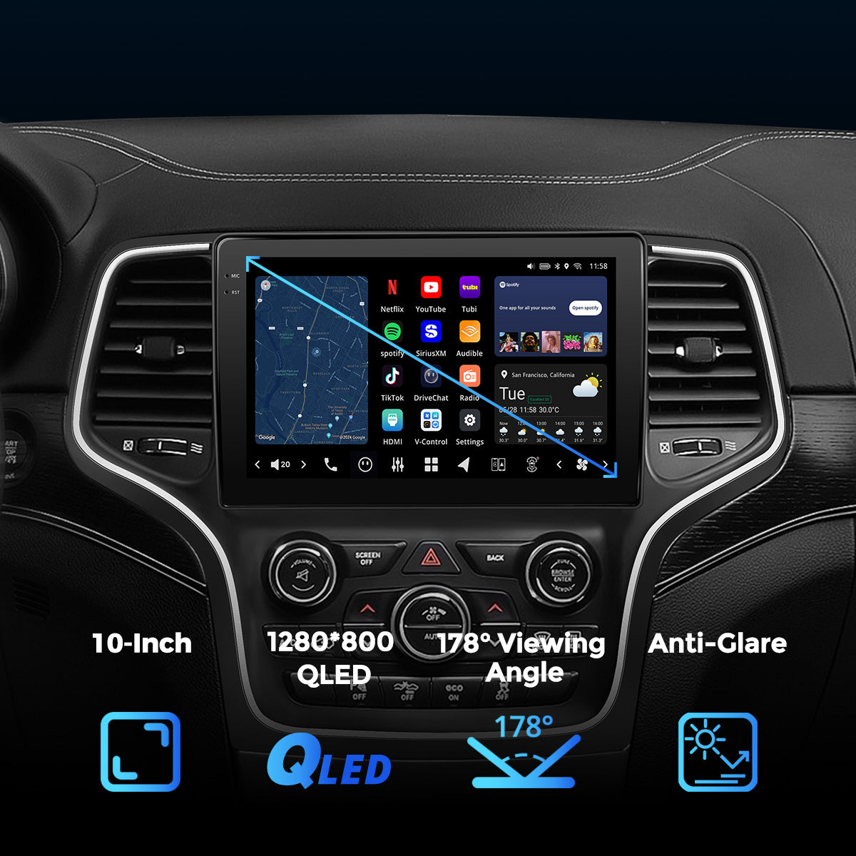 VISION 10.1” Custom-Fit Car Stereo for Jeep Grand Cherokee with