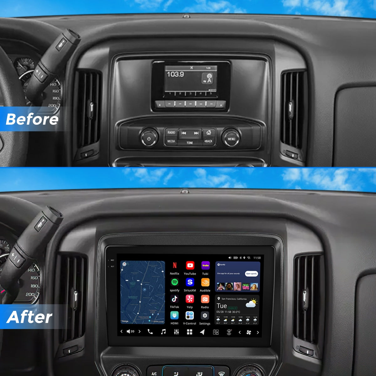 VISION Chevrolet Silverado 2014-2019 9" Custom-Fit Car Stereo
