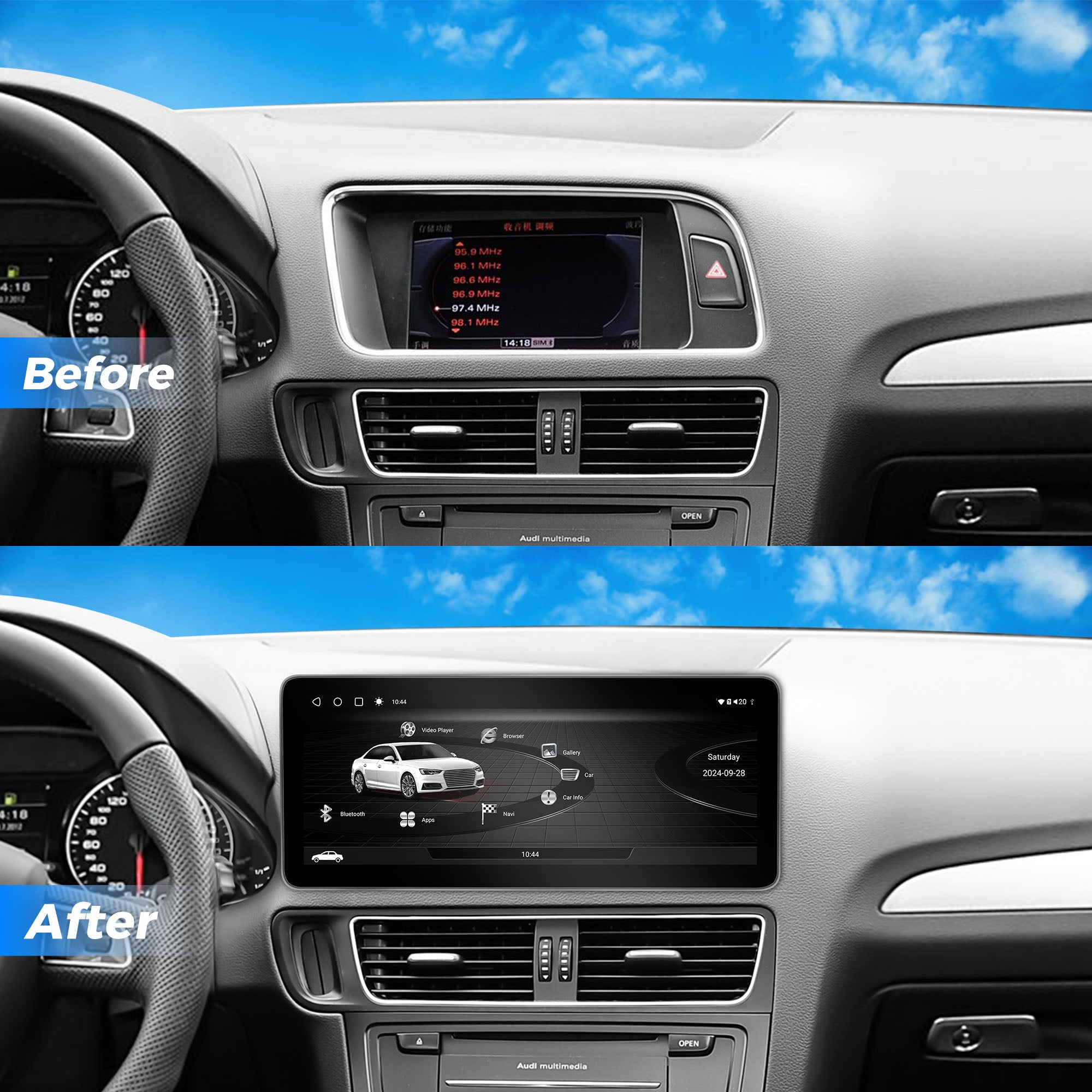 FUSION 12.3” Custom-fit for Audi Q5 (B8/B8.5) with MMI System 2009-201 ...